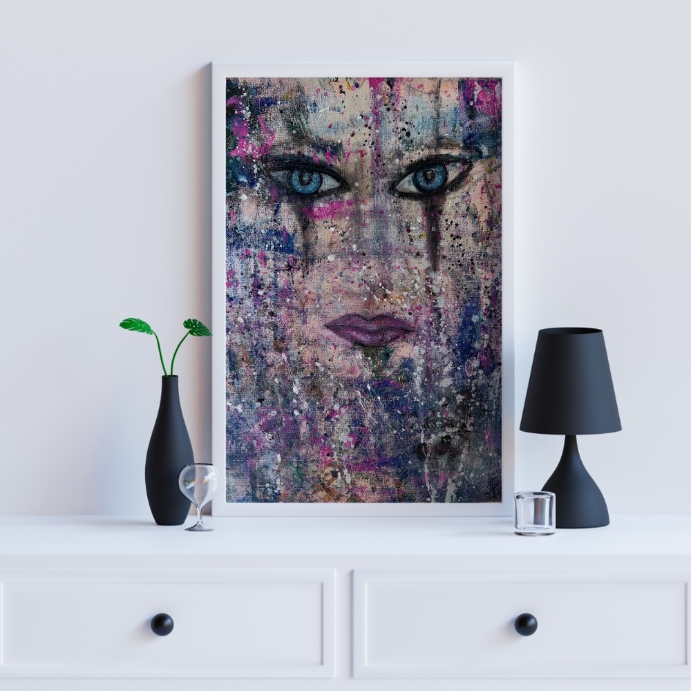 Eye Catching – Abstract Acrylic Painting of a Woman | 11x14 Canvas Pop Art - Picture 8 of 16